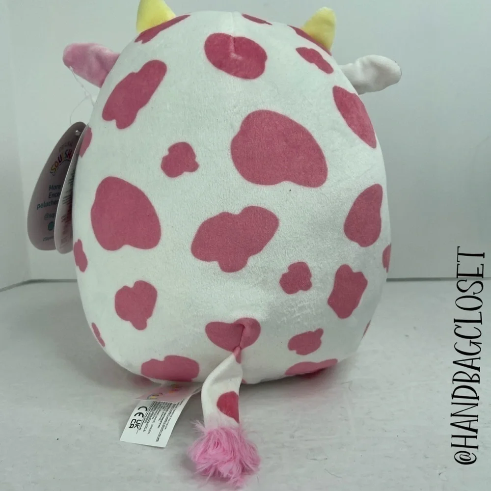 Squishmallow Pink Cow Evangelica Stuffed Animal and Keychain Set